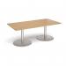 Eternal rectangular boardroom table 2000mm x 1000mm - brushed steel base, oak top ETN20-BS-O