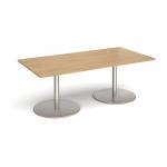 Eternal rectangular boardroom table 2000mm x 1000mm - brushed steel base and oak top