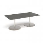 Eternal rectangular boardroom table 2000mm x 1000mm - brushed steel base, onyx grey top ETN20-BS-OG