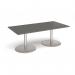 Eternal rectangular boardroom table 2000mm x 1000mm - brushed steel base, onyx grey top ETN20-BS-OG