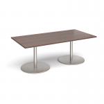 Eternal rectangular boardroom table 2000mm x 1000mm - brushed steel base, walnut top ETN20-BS-W