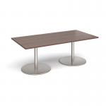 Eternal rectangular boardroom table 2000mm x 1000mm - brushed steel base and walnut top ETN20-BS-W