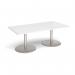 Eternal rectangular boardroom table 2000mm x 1000mm - brushed steel base, white top ETN20-BS-WH