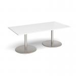 Eternal rectangular boardroom table 2000mm x 1000mm - brushed steel base, white top ETN20-BS-WH
