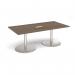 Eternal rectangular boardroom table 2000mm x 1000mm with central cutout 272mm x 132mm - brushed steel base, Barcelona walnut top ETN20-CO-BS-BW