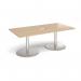 Eternal rectangular boardroom table 2000mm x 1000mm with central cutout 272mm x 132mm - brushed steel base, kendal oak top ETN20-CO-BS-KO