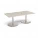 Eternal rectangular boardroom table 2000mm x 1000mm with central cutout 272mm x 132mm - brushed steel base, light grey top ETN20-CO-BS-LG