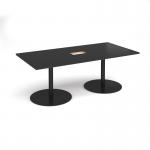 Eternal rectangular boardroom table 2000mm x 1000mm with central cutout 272mm x 132mm - black base, black top ETN20-CO-K-BK