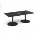Eternal rectangular boardroom table 2000mm x 1000mm with central cutout 272mm x 132mm - black base, black top ETN20-CO-K-BK