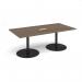 Eternal rectangular boardroom table 2000mm x 1000mm with central cutout 272mm x 132mm - black base, Barcelona walnut top ETN20-CO-K-BW
