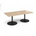Eternal rectangular boardroom table 2000mm x 1000mm with central cutout 272mm x 132mm - black base, kendal oak top ETN20-CO-K-KO