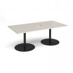 Eternal rectangular boardroom table 2000mm x 1000mm with central cutout 272mm x 132mm - black base, light grey top ETN20-CO-K-LG