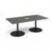 Eternal rectangular boardroom table 2000mm x 1000mm with central cutout 272mm x 132mm - black base, onyx grey top ETN20-CO-K-OG