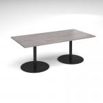 Eternal rectangular boardroom table 2000mm x 1000mm - black base and grey oak top ETN20-K-GO