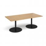 Eternal rectangular boardroom table 2000mm x 1000mm - black base, oak top ETN20-K-O