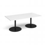 Eternal rectangular boardroom table 2000mm x 1000mm - black base, white top ETN20-K-WH
