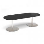 Eternal radial end boardroom table 2400mm x 1000mm - brushed steel base, black top ETN24-BS-BK