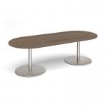 Eternal radial end boardroom table 2400mm x 1000mm - brushed steel base, Barcelona walnut top ETN24-BS-BW