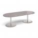 Eternal radial end boardroom table 2400mm x 1000mm - brushed steel base, grey oak top ETN24-BS-GO