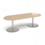 Eternal radial end boardroom table 2400mm x 1000mm - brushed steel base, kendal oak top ETN24-BS-KO