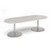 Eternal radial end boardroom table 2400mm x 1000mm - brushed steel base, light grey top ETN24-BS-LG