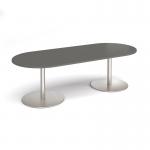 Eternal radial end boardroom table 2400mm x 1000mm - brushed steel base, onyx grey top ETN24-BS-OG