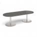 Eternal radial end boardroom table 2400mm x 1000mm - brushed steel base, onyx grey top ETN24-BS-OG