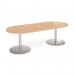 Eternal radial end boardroom table 2400mm x 1000mm with central cutout 272mm x 132mm - brushed steel base, beech top ETN24-CO-BS-B