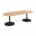 Eternal radial end boardroom table 2400mm x 1000mm with central cutout 272mm x 132mm - black base, beech top ETN24-CO-K-B