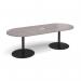 Eternal radial end boardroom table 2400mm x 1000mm with central cutout 272mm x 132mm - black base, grey oak top ETN24-CO-K-GO