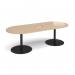 Eternal radial end boardroom table 2400mm x 1000mm with central cutout 272mm x 132mm - black base, kendal oak top ETN24-CO-K-KO