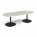Eternal radial end boardroom table 2400mm x 1000mm with central cutout 272mm x 132mm - black base, light grey top ETN24-CO-K-LG