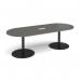 Eternal radial end boardroom table 2400mm x 1000mm with central cutout 272mm x 132mm - black base, onyx grey top ETN24-CO-K-OG