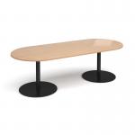 Eternal radial end boardroom table 2400mm x 1000mm - black base, beech top ETN24-K-B