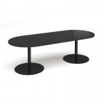 Eternal radial end boardroom table 2400mm x 1000mm - black base, black top ETN24-K-BK