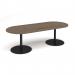 Eternal radial end boardroom table 2400mm x 1000mm - black base, Barcelona kendal oak top ETN24-K-BW