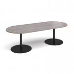 Eternal radial end boardroom table 2400mm x 1000mm - black base, grey oak top ETN24-K-GO