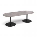 Eternal radial end boardroom table 2400mm x 1000mm - black base and grey oak top