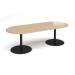 Eternal radial end boardroom table 2400mm x 1000mm - black base, kendal oak top ETN24-K-KO