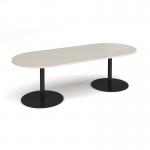 Eternal radial end boardroom table 2400mm x 1000mm - black base, light grey top ETN24-K-LG