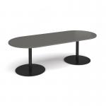Eternal radial end boardroom table 2400mm x 1000mm - black base, onyx grey top ETN24-K-OG