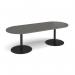 Eternal radial end boardroom table 2400mm x 1000mm - black base, onyx grey top ETN24-K-OG
