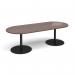 Eternal radial end boardroom table 2400mm x 1000mm - black base, walnut top ETN24-K-W