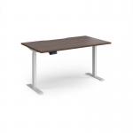 Elev8 Contract 1400w Straight Sit-stand Desk 1400mm x 800mm - White Frame, Walnut Top EVC-1400-WH-W