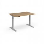 Elev8 Luxe Straight Sit-Stand Desk 1200mm x 800mm - Silver Frame Oak Top EVL-1200-S-O
