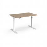 Elev8 Luxe Straight Sit-Stand Desk 1200mm x 800mm - White Frame Kendal Oak Top EVL-1200-WH-KO