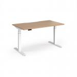 Elev8 Luxe Straight Sit-Stand Desk 1400mm x 800mm - White Frame Beech Top EVL-1400-WH-B