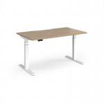 Elev8 Luxe Straight Sit-Stand Desk 1400mm x 800mm - White Frame Kendal Oak Top EVL-1400-WH-KO