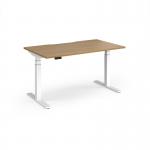 Elev8 Luxe Straight Sit-Stand Desk 1400mm x 800mm - White Frame Oak Top EVL-1400-WH-O