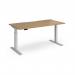 Elev8 Luxe Straight Sit-Stand Desk 1600mm x 800mm - Silver Frame Oak Top EVL-1600-S-O